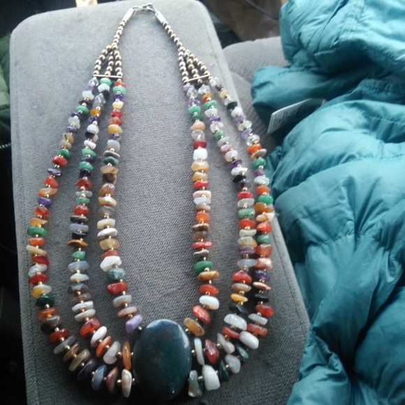 Fine Rainbow Agate Multistrand Statement Necklace - Picture 3 of 7